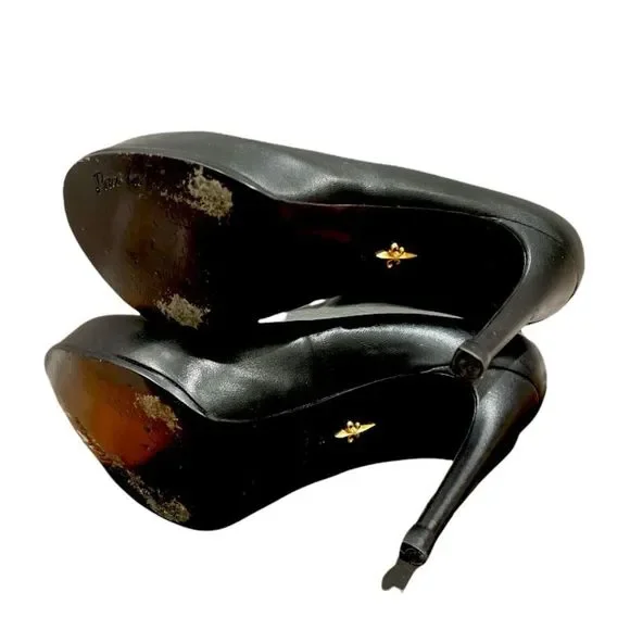 POUR LA VICTOIRE Black Leather Pumps - Picture 6 of 8